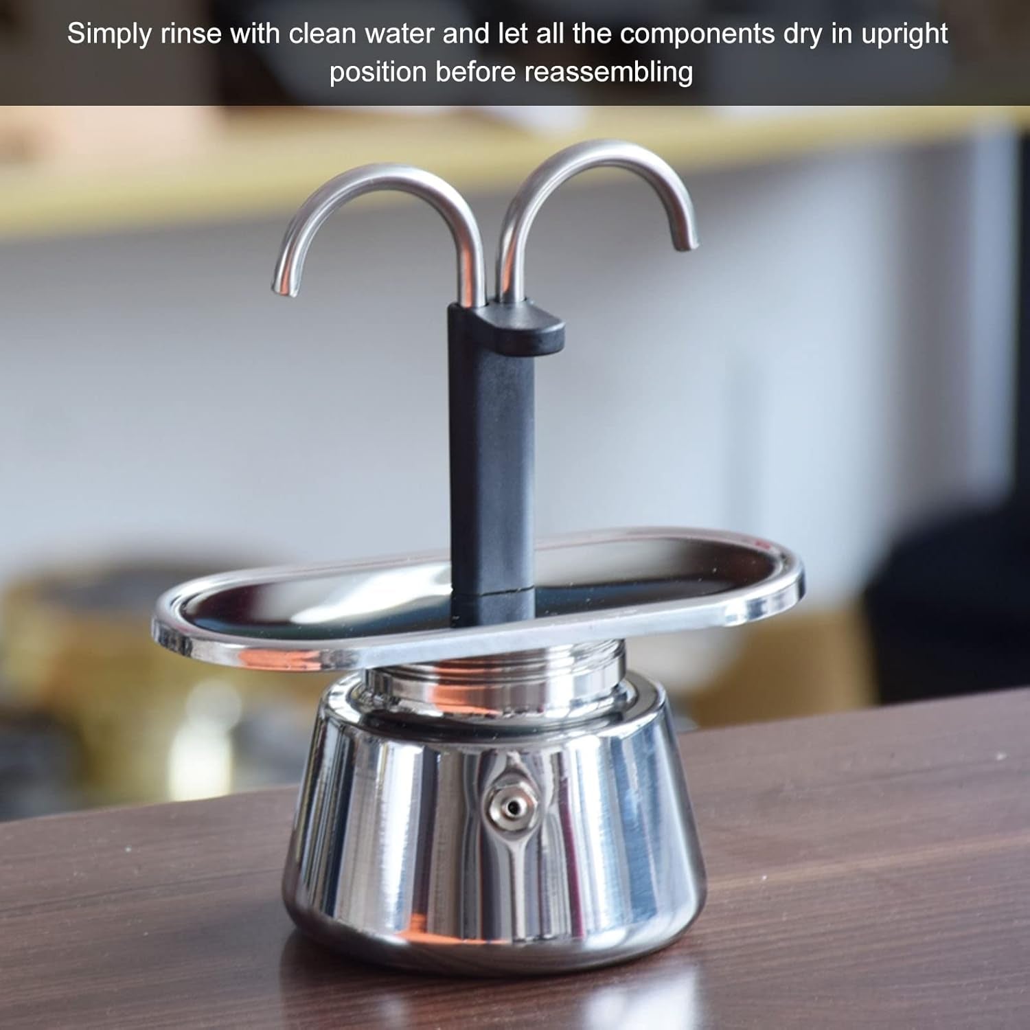 100ml Stainless Steel Mini Moka Pot - Classic Italian Double Tube Espresso Maker for Quick and Easy Stovetop Coffee Preparation for Family and Friends