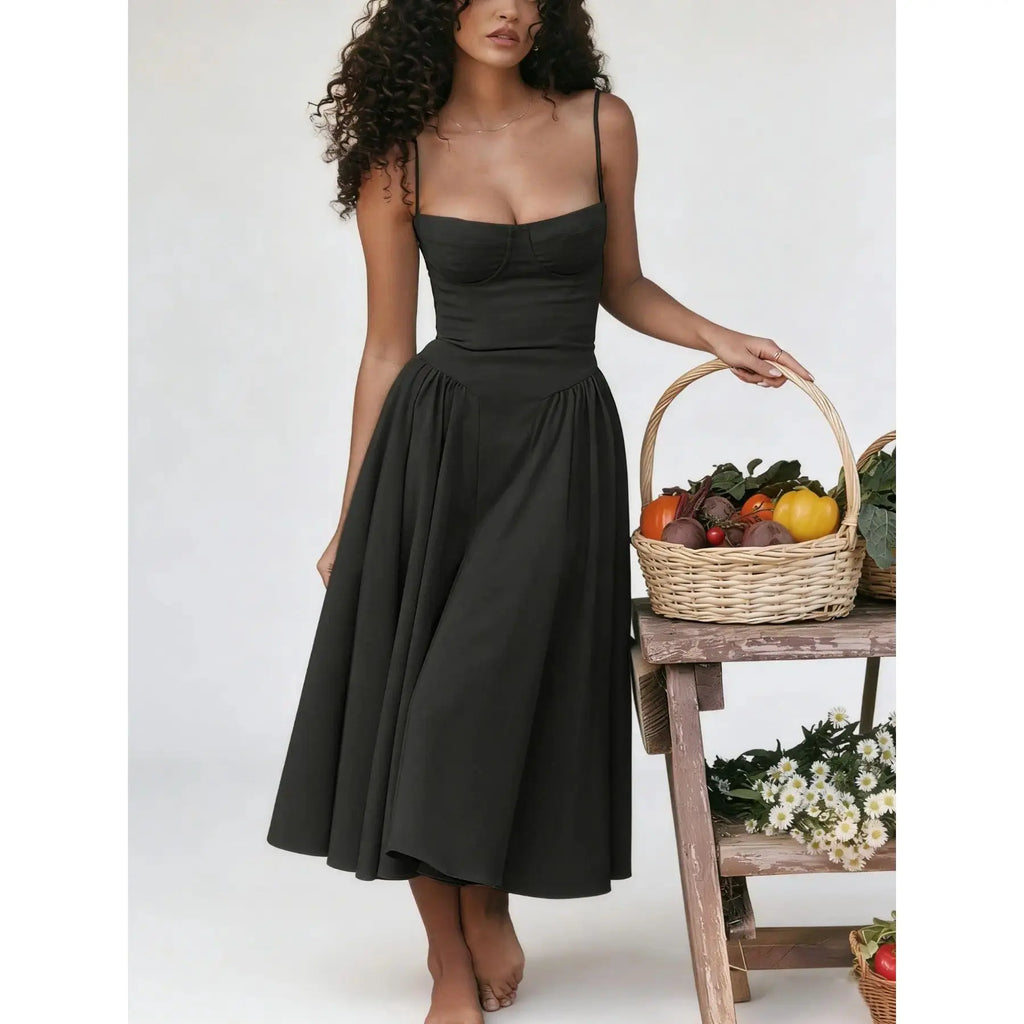 Summer New Dopamine Cute Backless Sleeveless Dress Women’S Backless Summer Dress French Vintage Slim Fit A-Line Dress Date Night Dress, Brunch Outfit, Viral Tiktok Fashion