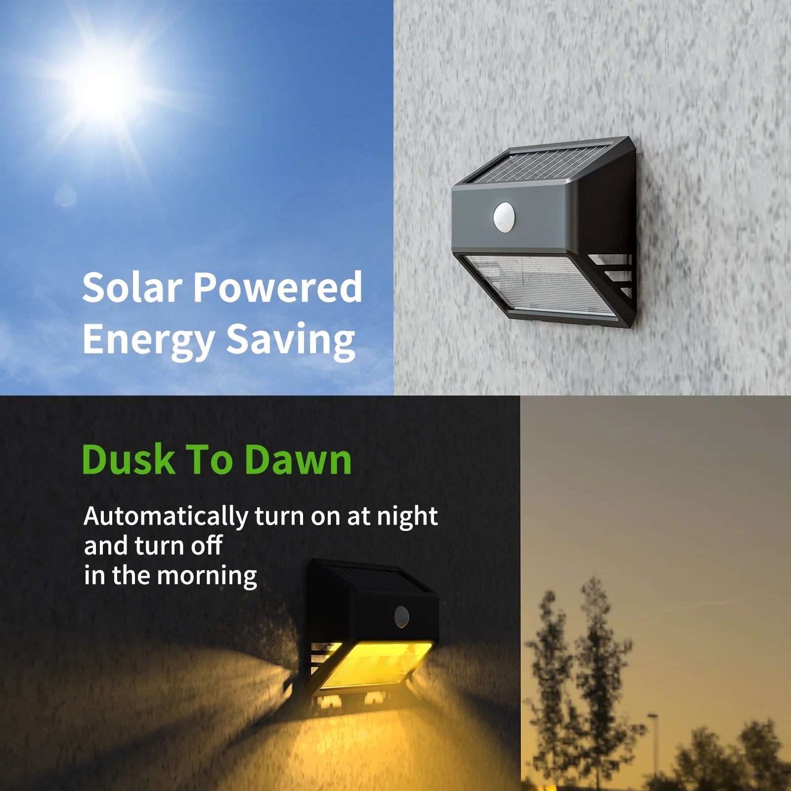 LED Solar Powered Motion Outdoor Security Wall Light, Motion Activated, 200 Lumens