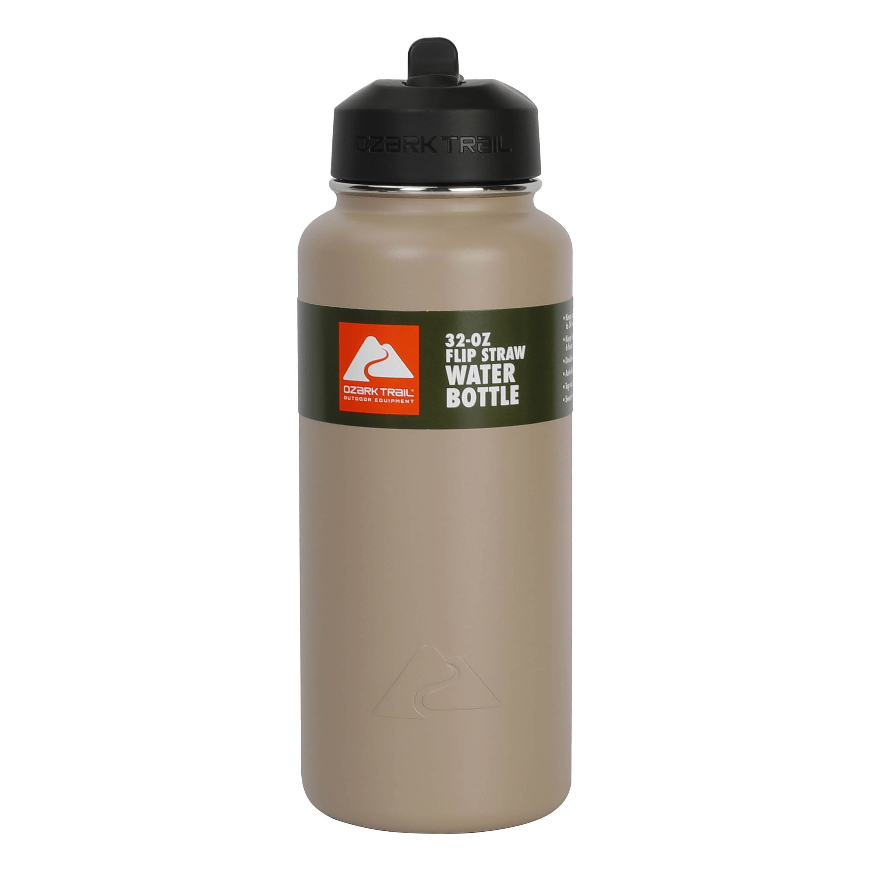 (3 Pack)  32 Oz Stainless Steel Insulated Flip-Straw Water Bottle, Tan