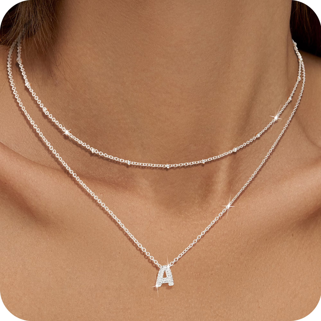 S925 Sterling Silver Plated Initial Necklaces for Women Girls CZ Letter a Necklace Set Birthday Easter Basket Stuffers Jewelry Gifts Teen Her Wife Mom Girlfriend Female Adults Kids Ideas