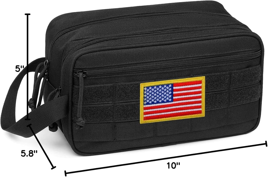 Toiletry Bag for Men - Dry Wet Separate Travel Toiletry Bag, Tactical Molle Dopp Kit for Men with Water-Resistant Shaving Bag for Adult Women for Travel, Black