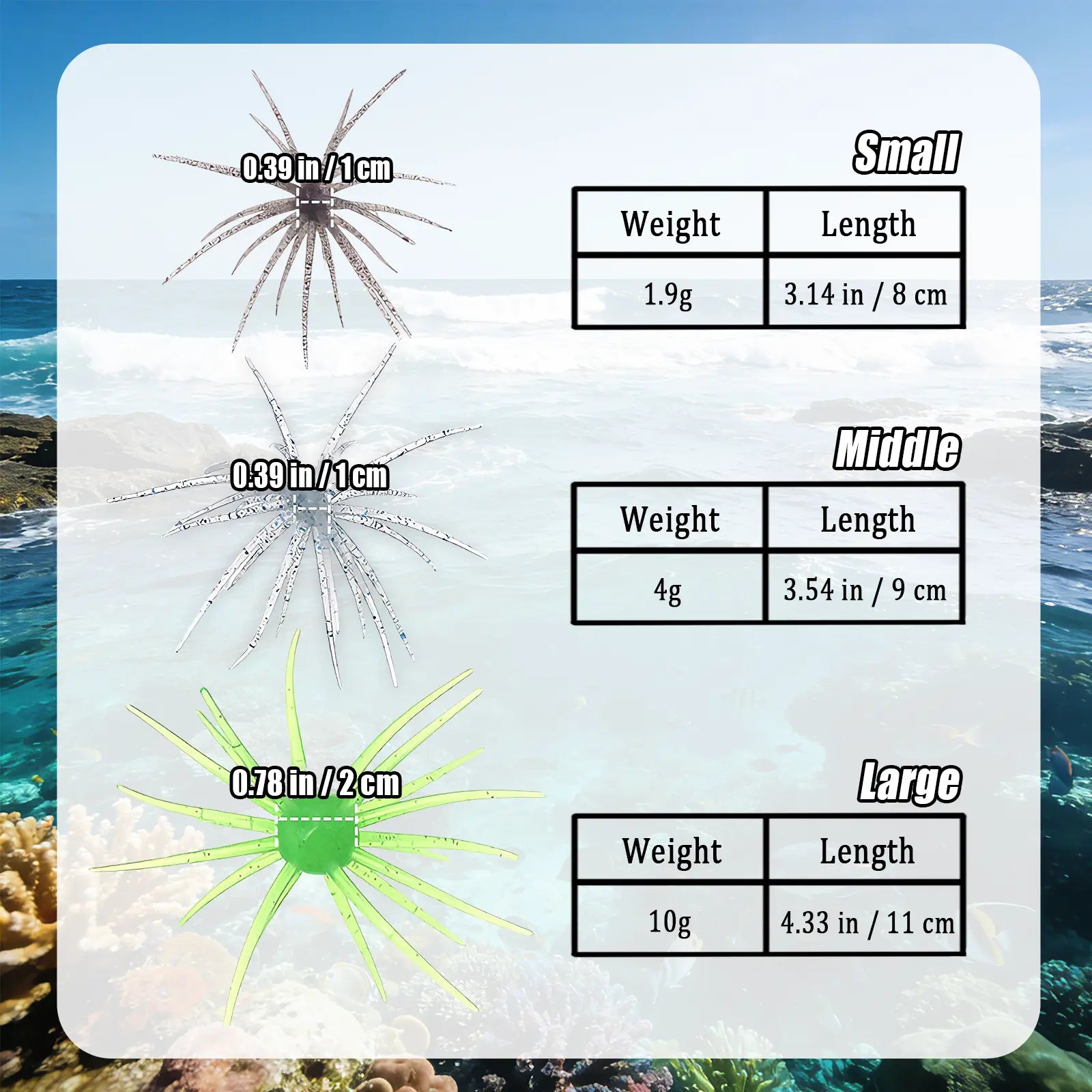 4Pcs Tentacle Creature Soft Fishing Lure Set - Japanese Sea Urchin & Worm Bait for Bass, Snakehead - Slow Sinking Wacky/Neko Rig